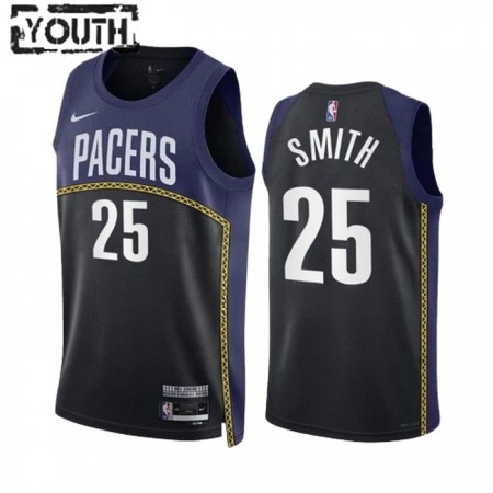 Dječji NBA Dres Indiana Pacers Jalen Smith 25 Nike 2022-23 City Edition Crna Mornarica Swingman